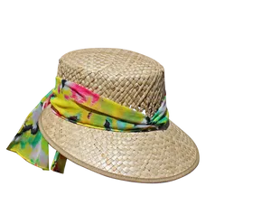 Straw Hatwith Colorful Ribbon PNG image