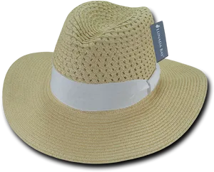 Straw Hatwith White Band PNG