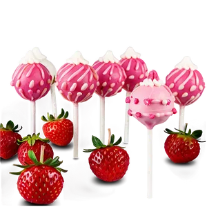 Strawberry Cake Pops Png Vst PNG image