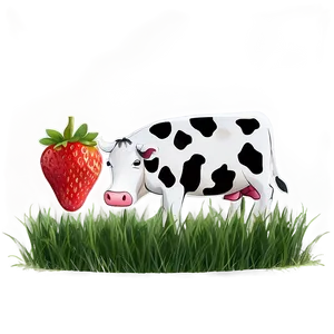 Strawberry Cow In Grass Png 32 PNG image