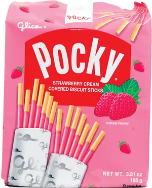 Strawberry Cream Pocky Biscuit Sticks Package PNG image