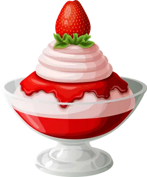 Strawberry Ice Cream Sundae Clipart PNG image