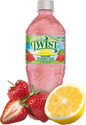 Strawberry Lemon Flavored Drink Bottle PNG image