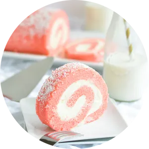 Strawberry Swirl Roll Cake PNG image