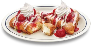 Strawberry Topped French Toast Dessert PNG image