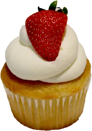Strawberry Topped Vanilla Cupcake