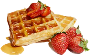 Strawberry Topped Wafflewith Syrup