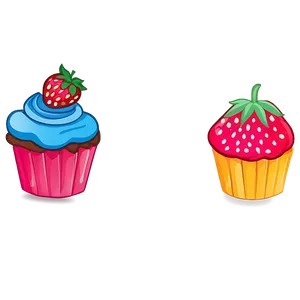Strawberry With Cupcake Cute PNG 48