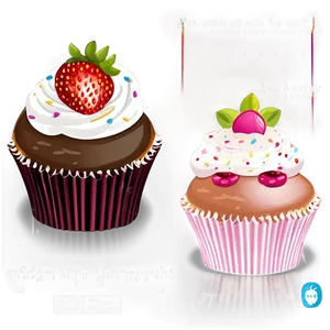 Strawberry With Cupcake Cute Png Qyx55 PNG image