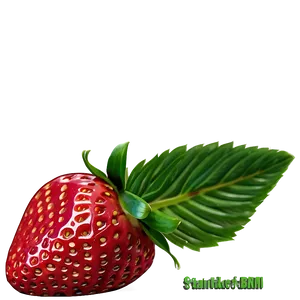 Strawberry With Leaves PNG 13