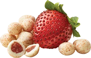 Strawberryand White Chocolate Balls PNG image