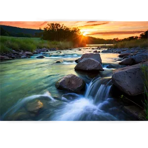Stream At Sunset PNG 06262024