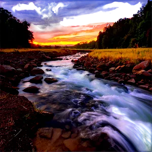 Stream At Sunset PNG Oab5