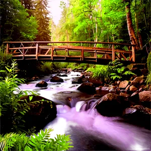 Stream With Footbridge PNG Nlw