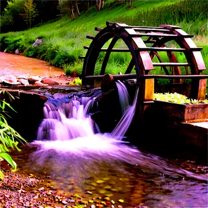 Stream With Waterwheel Png Qka10 PNG image