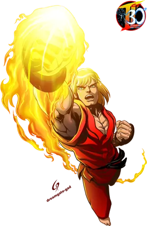 Street Fighter Ken Masters Hadouken PNG image