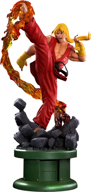 Street Fighter Ken Masters Statue PNG image