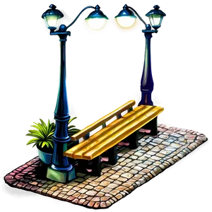 Street Light With Bench Png 05252024 PNG image
