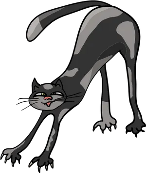 Stretching Cartoon Cat_ Illustration.png PNG image