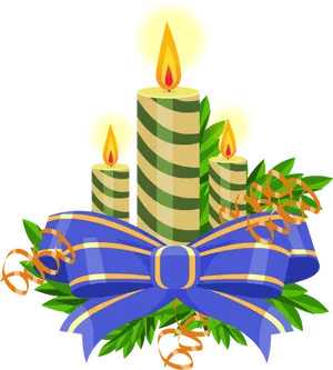 Striped Birthday Candleswith Bow PNG image