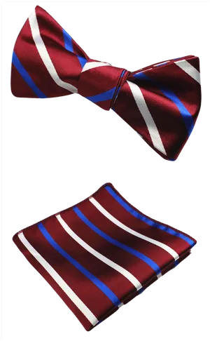Striped Bow Tieand Pocket Square Set PNG