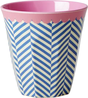 Striped Ceramic Beaker Pink Trim