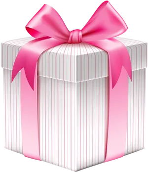 Striped Gift Boxwith Pink Ribbon