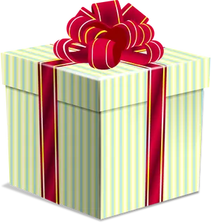 Striped Gift Boxwith Red Bow