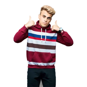 Striped Hoodie Man Pointingat Himself PNG
