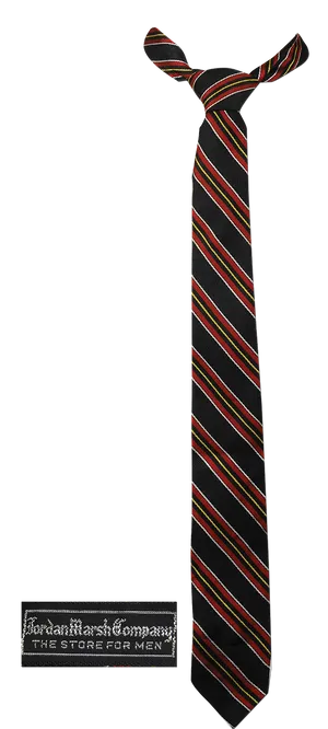 Striped Necktiewith Logo Tag PNG image