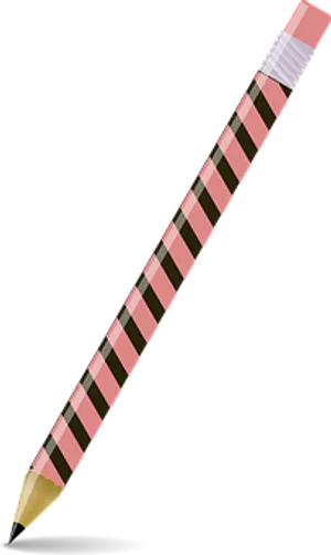Striped Pencil Isolatedon Black Background