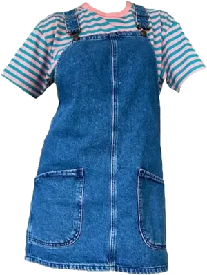 Striped Shirt Denim Dress Childrens Clothing PNG image