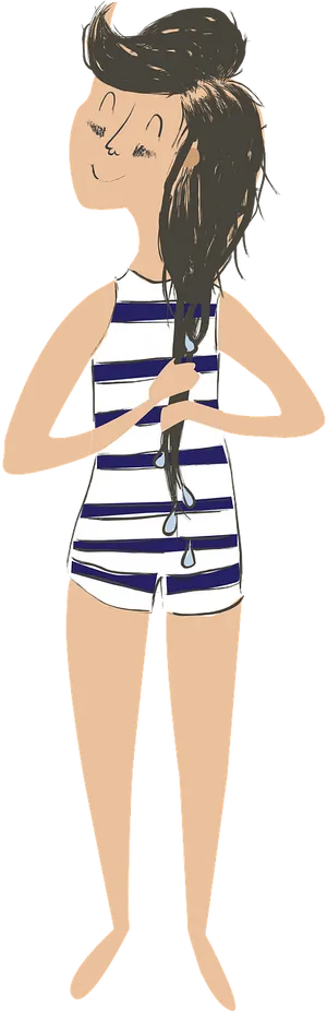 Striped Swimsuit Cartoon Character