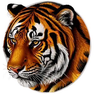 Striped Tiger Head Illustration PNG Cuf39