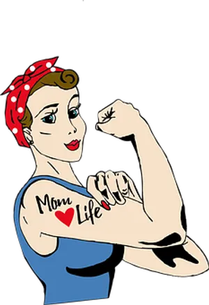 Strong Mom Life Illustration PNG image