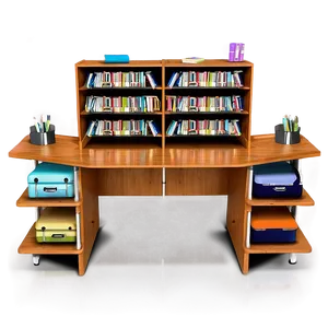 Student Desk With Bookshelf PNG 27