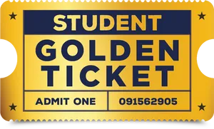 Student Golden Ticket Admission Pass PNG image