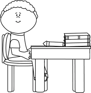 Student Studyingat Desk Clipart