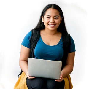 Student With Laptop PNG Ena