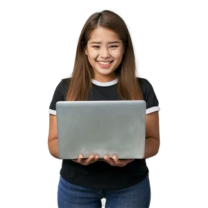 Student With Laptop PNG Gya