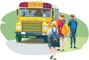 Students Boarding School Bus PNG image