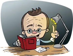 Studious Cartoon Character Reading