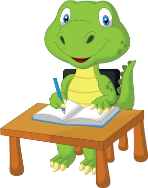 Studious Cartoon Crocodile PNG