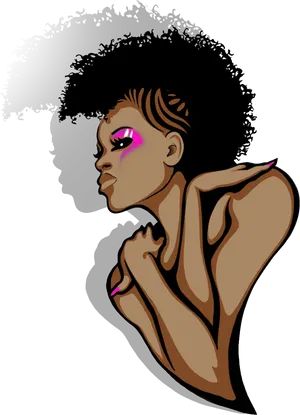 Stylish Afro Hairstyle Illustration PNG image