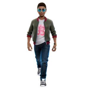 Stylish Animated Character Walking PNG