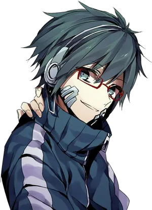 Stylish Anime Boywith Headphones PNG image