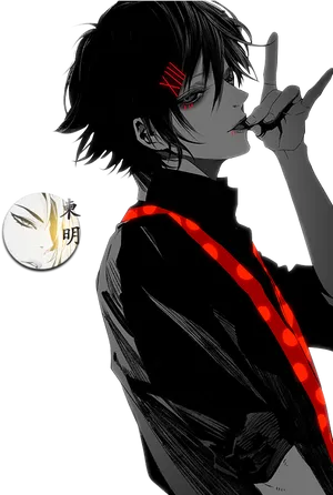 Stylish Anime Character Red Accents PNG image