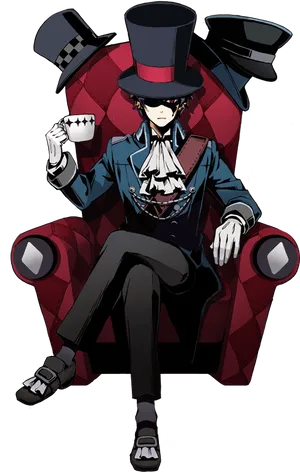 Stylish Anime Character Red Armchair PNG image