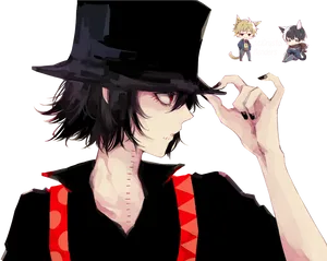 Stylish Anime Characterwith Top Hat PNG image