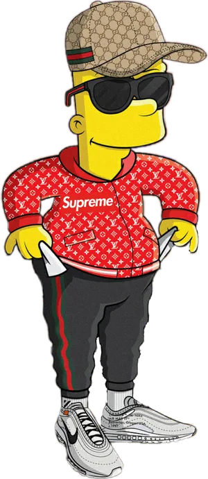 Stylish Bart Simpson Character Illustration PNG image